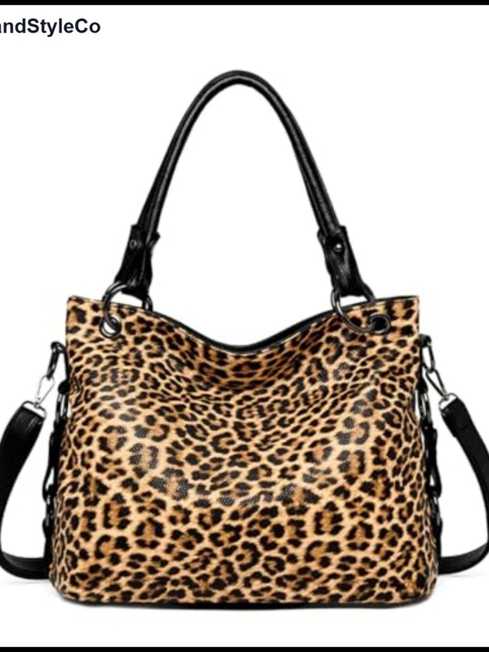 Vegan Leather Hobo Shoulder Bag Animal Print Zip Tote Purse